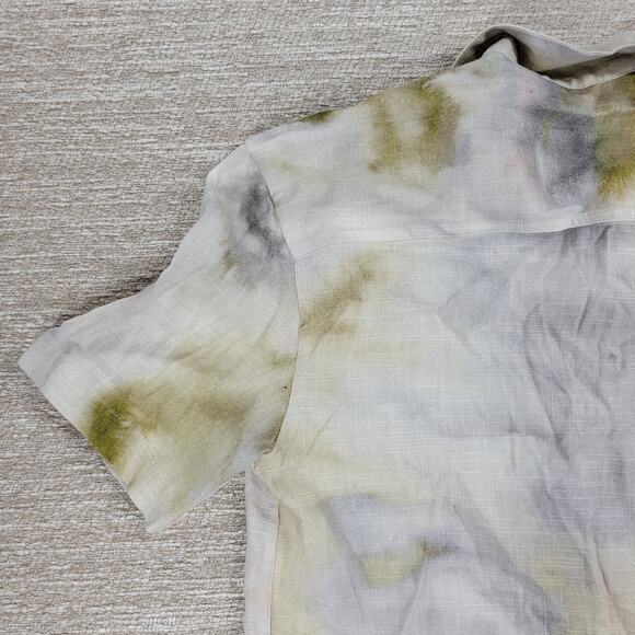 Zara Tie Dye Shirt Mens Small Linen Blend Button Viscose Summer Watercolor New - Picture 8 of 14